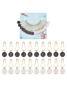 Marcadores de Puntos de Costura NBEADS 20 Pcs Esmalte 0-9