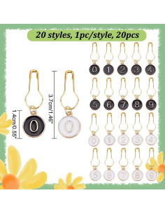 Marcadores de Puntos de Costura NBEADS 20 Pcs Esmalte 0-9 2