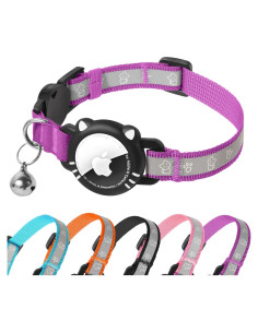 Collar para Gato AgoumLux XS Morado Reflectante con Soporte AirTag