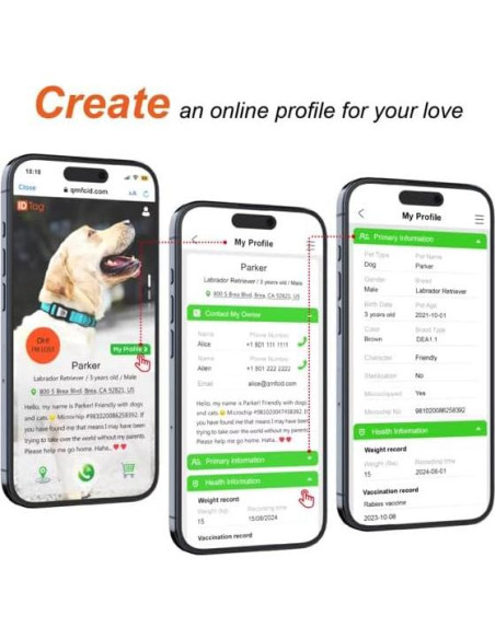 Etiqueta de Identificación para Mascotas Signfaith A1 QR GPS