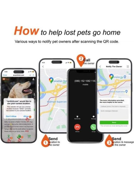 Etiqueta de Identificación para Mascotas Signfaith A1 QR GPS