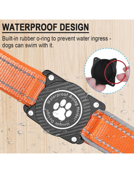 Collar para Perros Airtag OKVSKO Impermeable Reflectante Naranja S