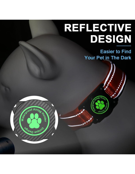 Collar para Perros Airtag OKVSKO Impermeable Reflectante Naranja S