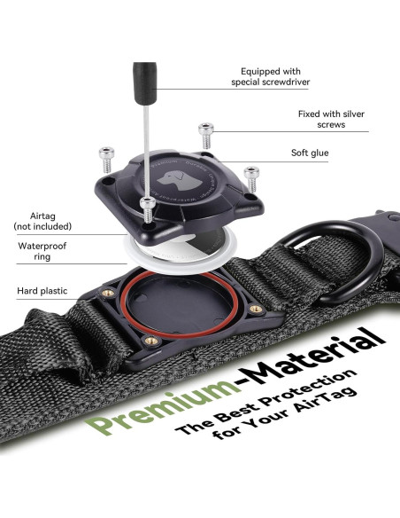 Collar para perro Odokele AirTag impermeable M Negro