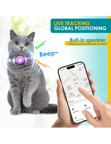 Rastreador GPS para Gatos HONGTOP Púrpura Impermeable