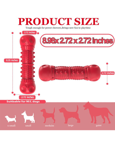 Juguete Squeaky ZIKATON para Perros Grandes Rojo 22.8cm