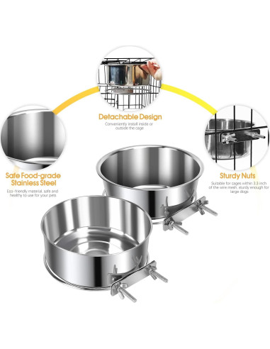 2 Tazones Medianos Acero Inoxidable Antideslizantes Yummy Sam