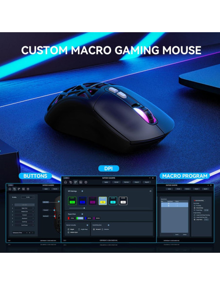 Ratón Gaming Inalámbrico FD M02 RGB 10000 DPI Recargable