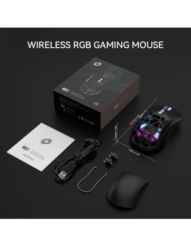 Ratón Gaming Inalámbrico FD M02 RGB 10000 DPI Recargable