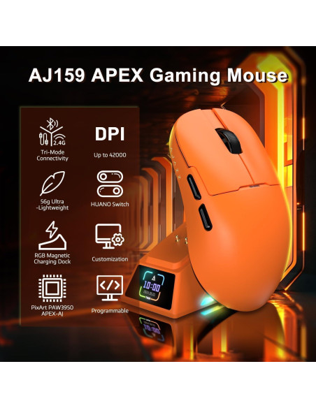 Ratón Gaming Inalámbrico A.JAZZ AJ159APEX 42000DPI RGB
