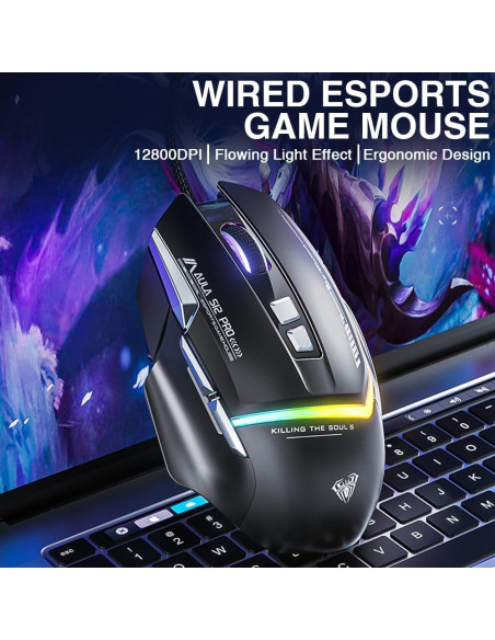 Ratón Gaming AULA S12 Pro Blanco 12800 DPI RGB 8 Botones