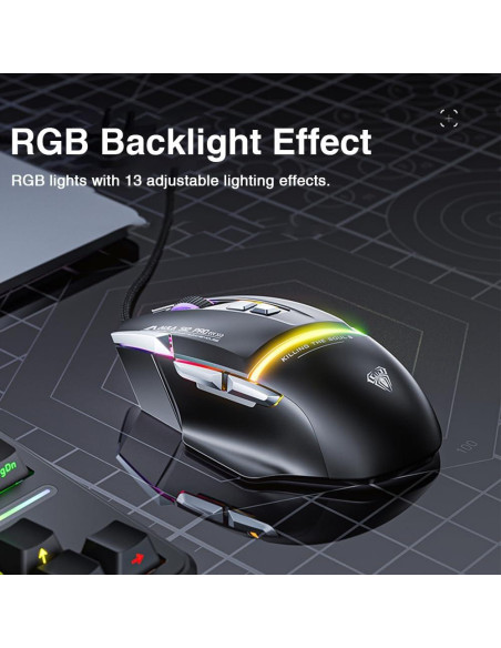 Ratón Gaming AULA S12 Pro Blanco 12800 DPI RGB 8 Botones