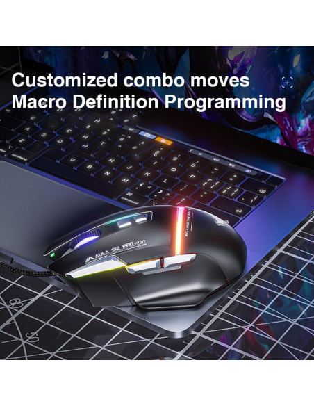 Ratón Gaming AULA S12 Pro Blanco 12800 DPI RGB 8 Botones