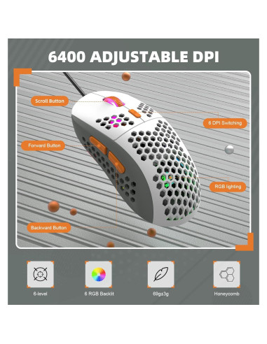 Ratón Gaming ZIYOU LANG Ultraligero 69g RGB 6400DPI