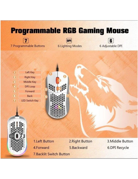 Ratón Gaming ZIYOU LANG Ultraligero 69g RGB 6400DPI