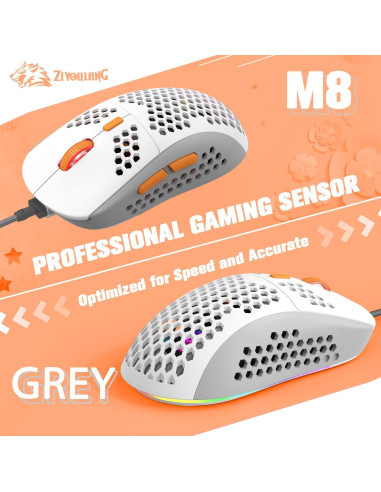 Ratón Gaming ZIYOU LANG Ultraligero 69g RGB 6400DPI