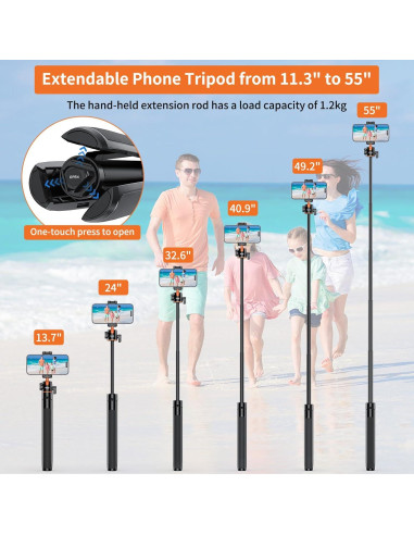 Bastón Selfie 140cm Karlak con Trípode y Cabeza de Bola