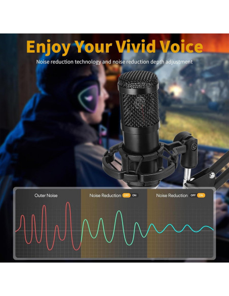 Micrófono de condensador AMOOX BM-800 USB con soporte