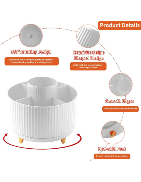 Soporte giratorio para lápices EDENMS blanco 5 compartimentos