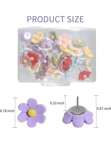 30 Chinchetas Decorativas Aphrordity Flores Coloridas