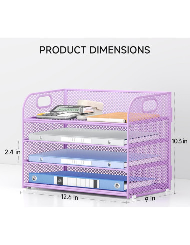 Organizador de Escritorio Lavatino 4 Niveles Malla Púrpura
