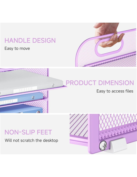 Organizador de Escritorio Lavatino 4 Niveles Malla Púrpura