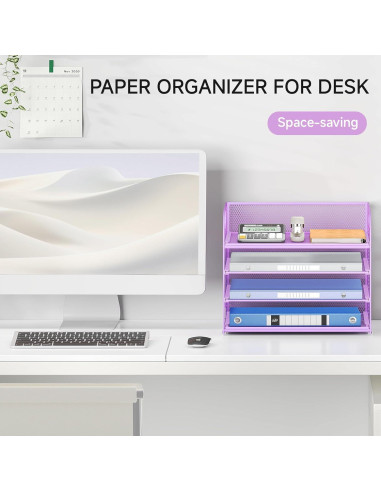 Organizador de Escritorio Lavatino 4 Niveles Malla Púrpura