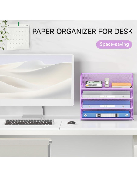 Organizador de Escritorio Lavatino 4 Niveles Malla Púrpura
