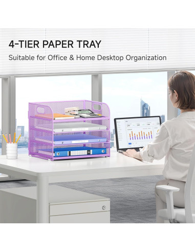 Organizador de Escritorio Lavatino 4 Niveles Malla Púrpura