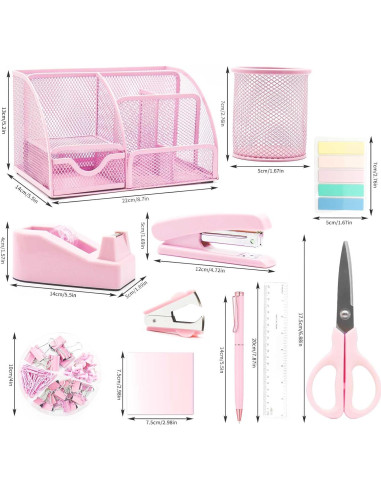 Organizador de Escritorio Rosa Shellvcase 12 Piezas