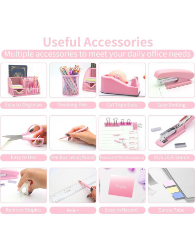 Organizador de Escritorio Rosa Shellvcase 12 Piezas