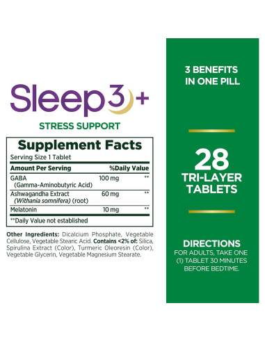 Suplemento Melatonina Nature's Bounty Sleep3 10mg 28 Tabletas