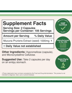 Cápsulas de Mucuna Pruriens Double Wood 210 Unidades 1000mg 2