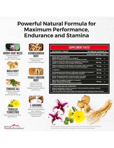 Suplemento PerformanceMax EnduraLife 10 Cápsulas Energía Masculina