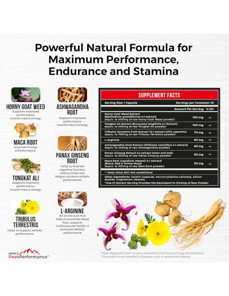Suplemento PerformanceMax EnduraLife 10 Cápsulas Energía Masculina