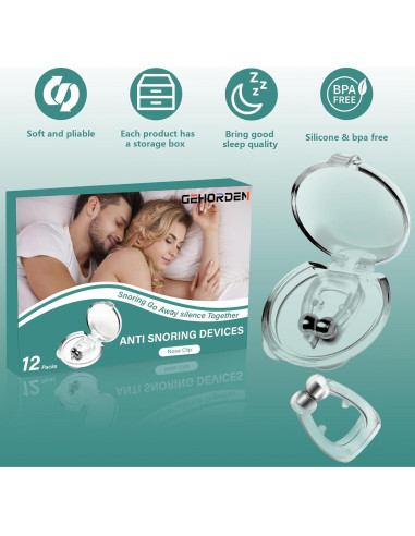 Dispositivo Antisnoring GEHORDEN 12 Clips de Nariz Silicona