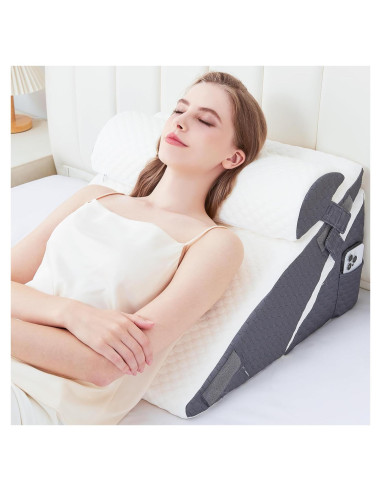 Cojín en cuña Hogrance 60x17 cm viscoelástico gris oscuro