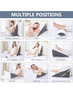 Cojín en cuña Hogrance 60x17 cm viscoelástico gris oscuro 2