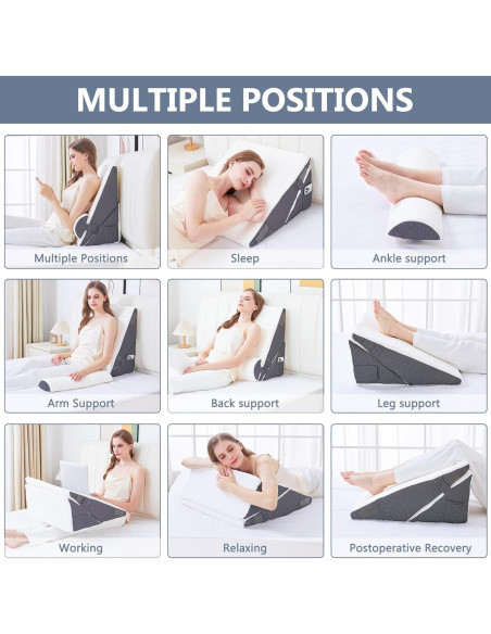 Cojín en cuña Hogrance 60x17 cm viscoelástico gris oscuro