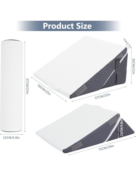 Cojín en cuña Hogrance 60x17 cm viscoelástico gris oscuro