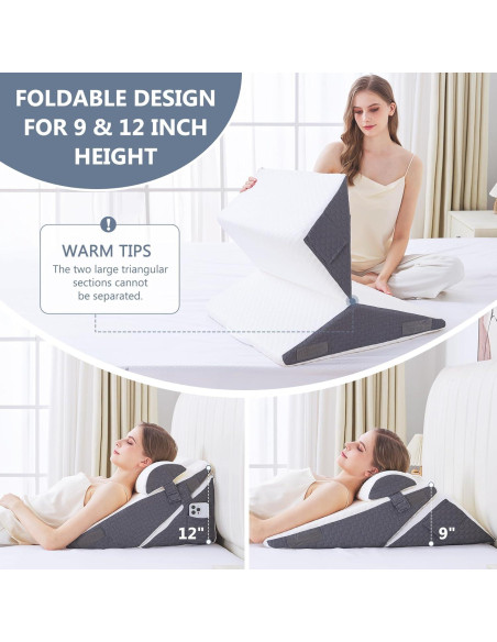 Cojín en cuña Hogrance 60x17 cm viscoelástico gris oscuro