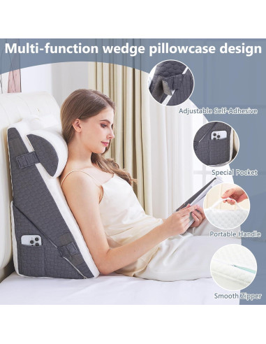 Cojín en cuña Hogrance 60x17 cm viscoelástico gris oscuro