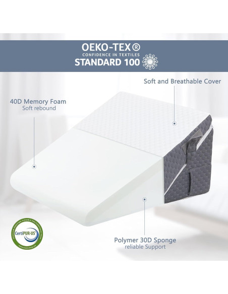 Cojín en cuña Hogrance 60x17 cm viscoelástico gris oscuro