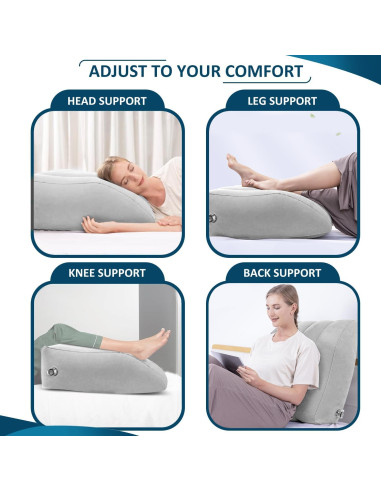 Almohada Inflable de Cuña LuxoCare para Piernas - Gris