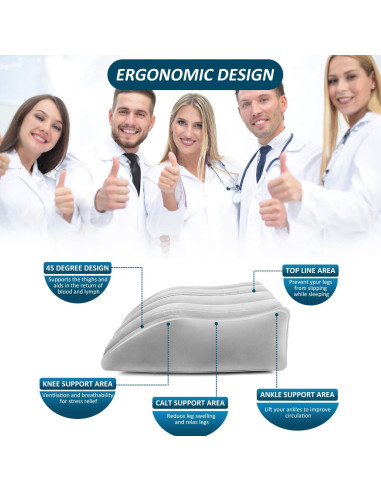 Almohada Inflable de Cuña LuxoCare para Piernas - Gris