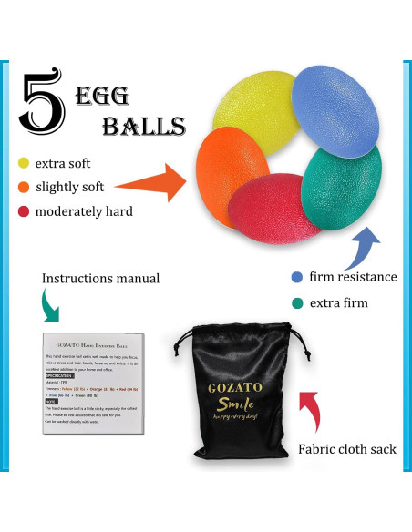 Bolas de Squeeze GAZATO para Terapia de Mano - 5 Resistencias