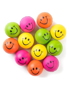 Pelotas de Estrés Neliblu Neon Smile - Paquete de 12 - 6,35 cm