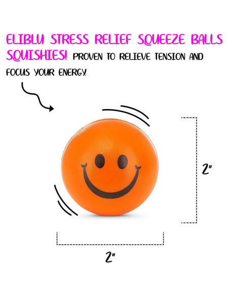 Pelotas de Estrés Neliblu Neon Smile - Paquete de 12 - 6,35 cm
