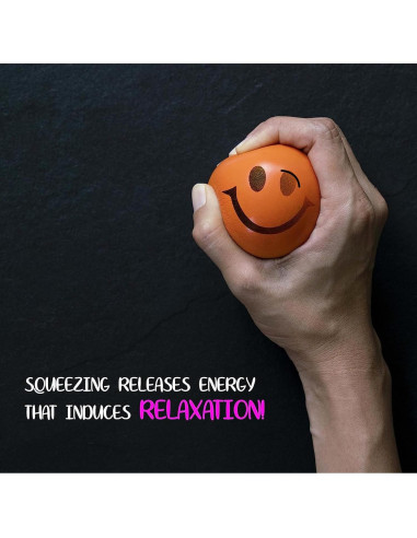 Pelotas de Estrés Neliblu Neon Smile - Paquete de 12 - 6,35 cm
