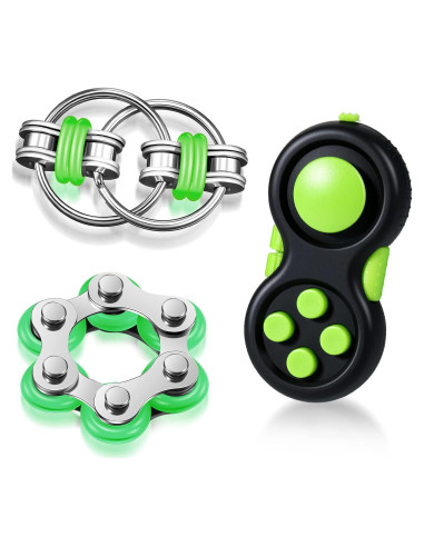 Juego de 3 Juguetes Antiestrés Gejoy para Adultos - Negro y Verde
